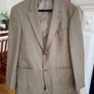 Oscar de la Renta Men's Lambswool wool Cashmere Blazer in Brown Tan 42R